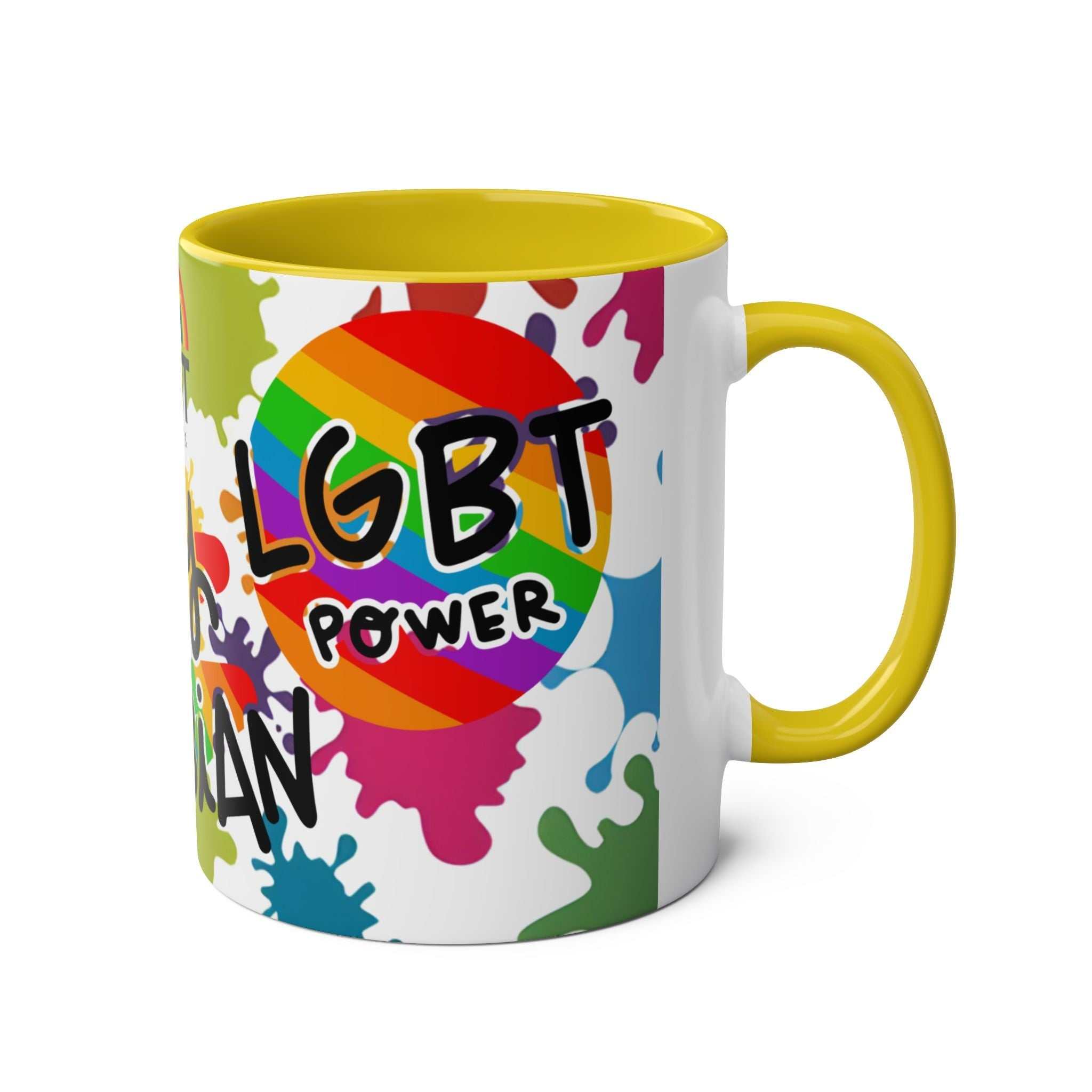 LGBTQ+ Pride Mug with Rainbow Design, 11oz Ceramic, Glossy Finish