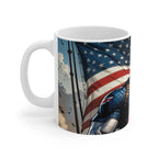 Captain America inspired ceramic mug with Marvel design and American flag, 11oz, microwave and dishwasher safe