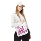 BJ Queen Tote Bag with cheeky design, durable spun polyester, multiple sizes and handle colors, perfect for daily use