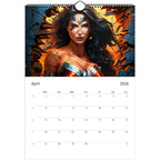 Superhero Calendar 2026 featuring vibrant comic-style artwork and monthly date squares for notes and reminders.