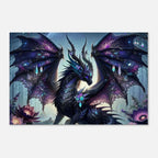 Black Gem Dragon Wall Canvas featuring a mythical dragon with shimmering gems, perfect for fantasy decor.