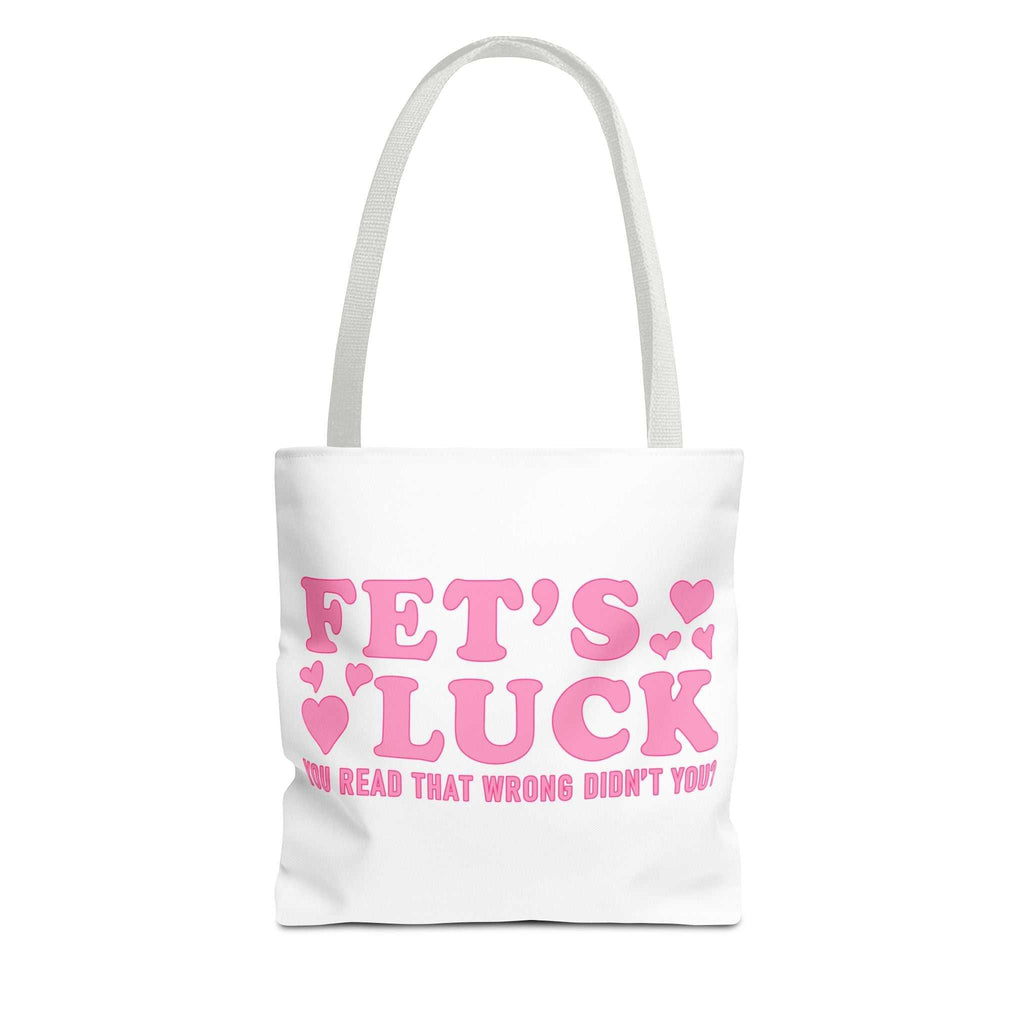 Pink heart tote bag with cheeky fun design and durable spun polyester material