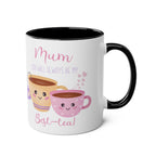 Best Tea Mum Ever Mother's Day mug with cute tea cup design, sublimation print, and glossy finish.
