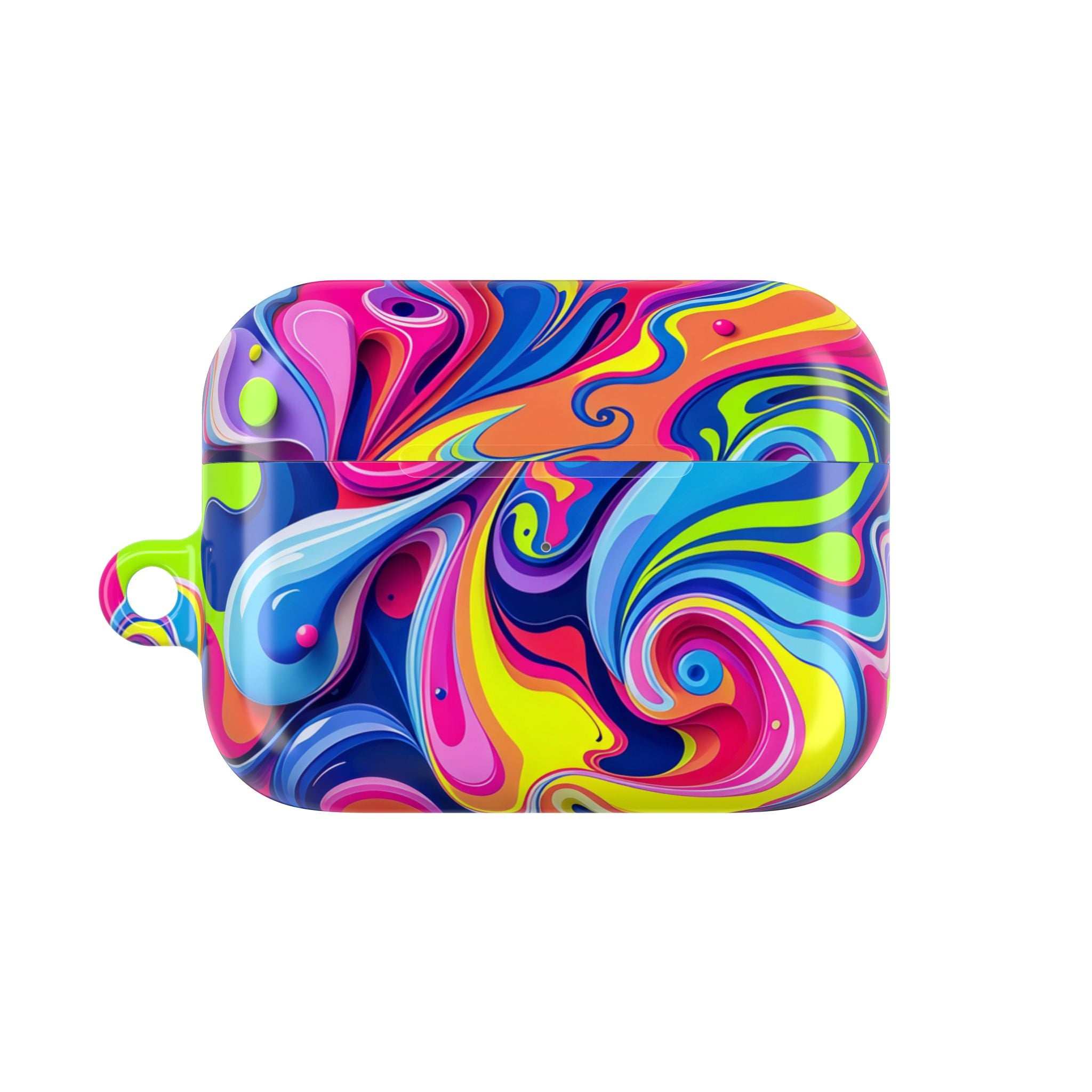 Vibrant Colour Splash hard shell protective case for AirPods and AirPods Pro with glossy finish and colorful swirl design