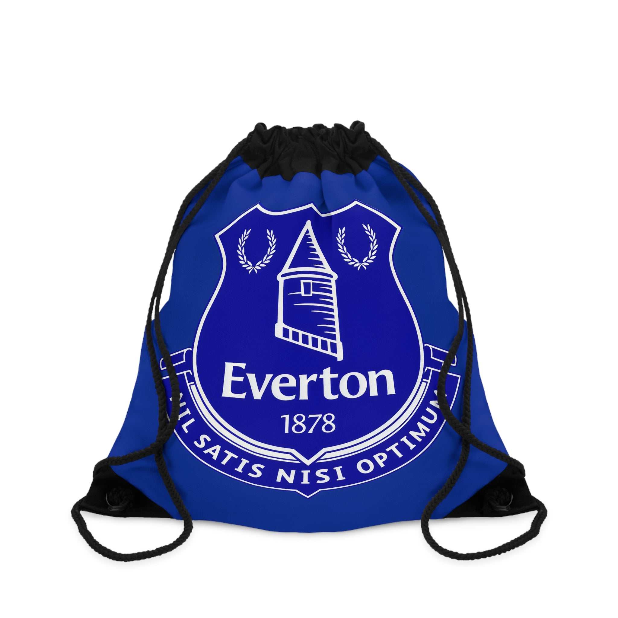 Everton FC drawstring bag in royal blue with club crest, lightweight polyester, spacious with secure closure for sports and travel
