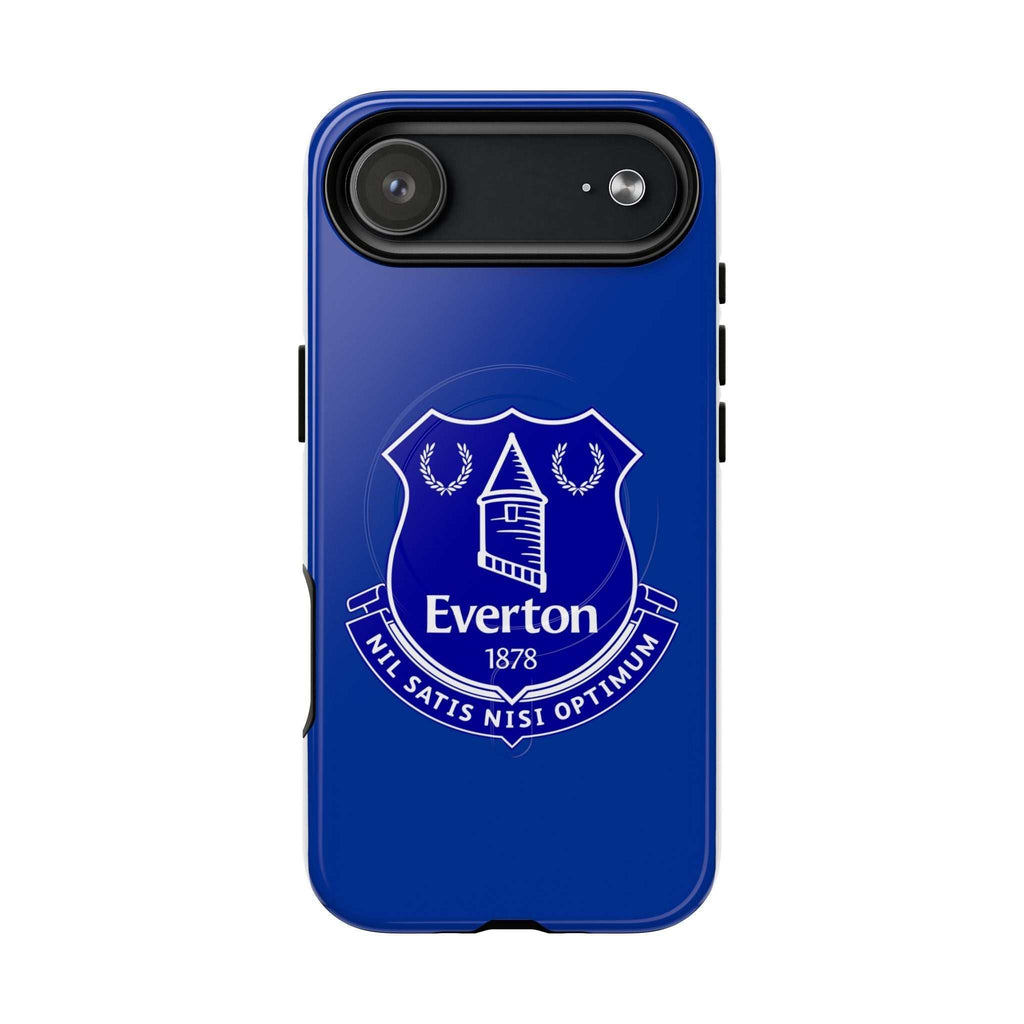 Everton FC MagSafe iPhone case in royal blue with official-inspired crest and dual-layer protection