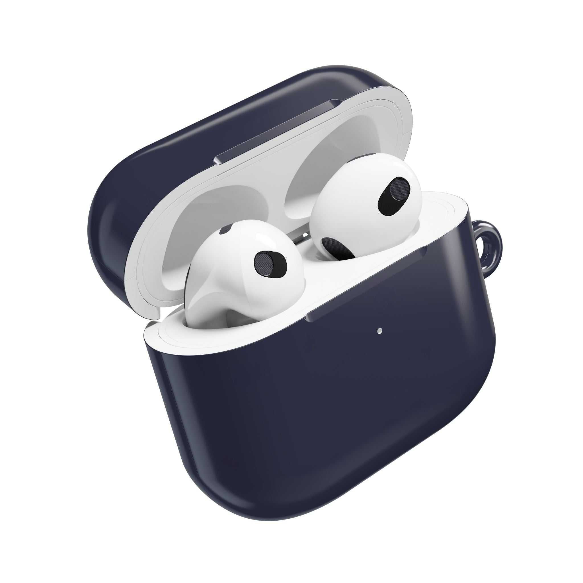 Deep blue AirPods protective hard shell case compatible with AirPods and AirPods Pro, lightweight and durable with glossy finish