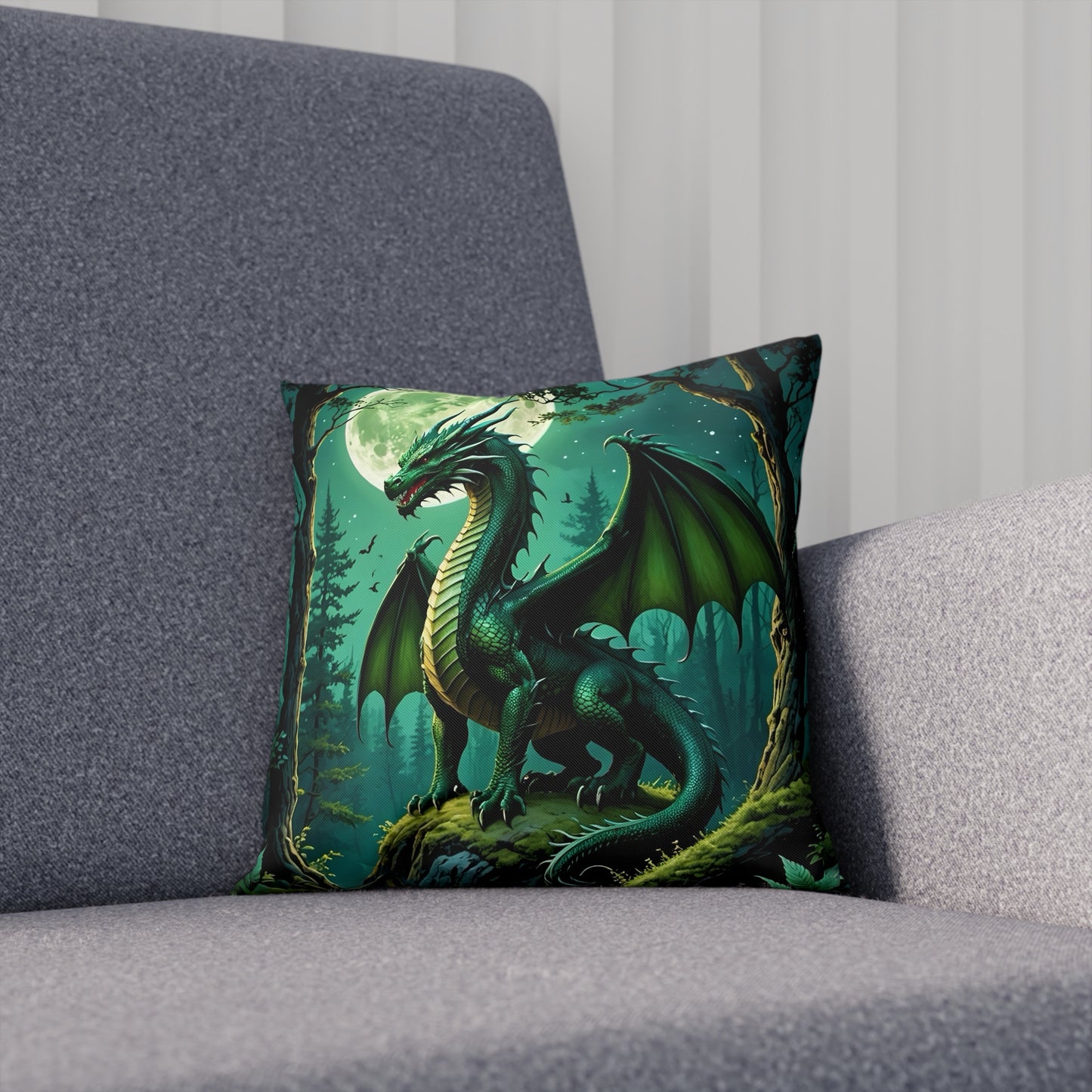 Green Dragon Cotten Drill Square Cushion