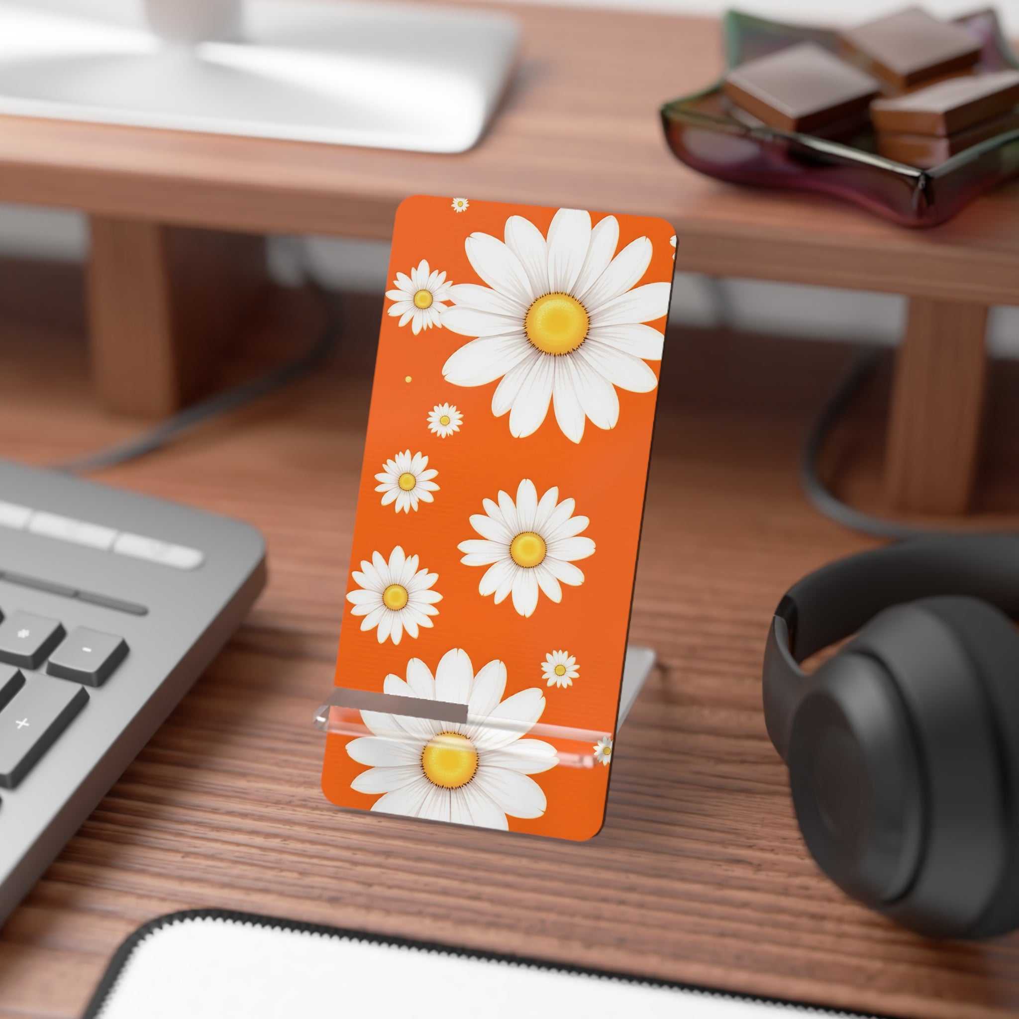 Orange Daisy Print Phone Display Stand