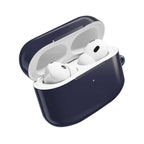 Deep blue protective hard shell case for AirPods and AirPods Pro with glossy finish and wireless charging compatibility
