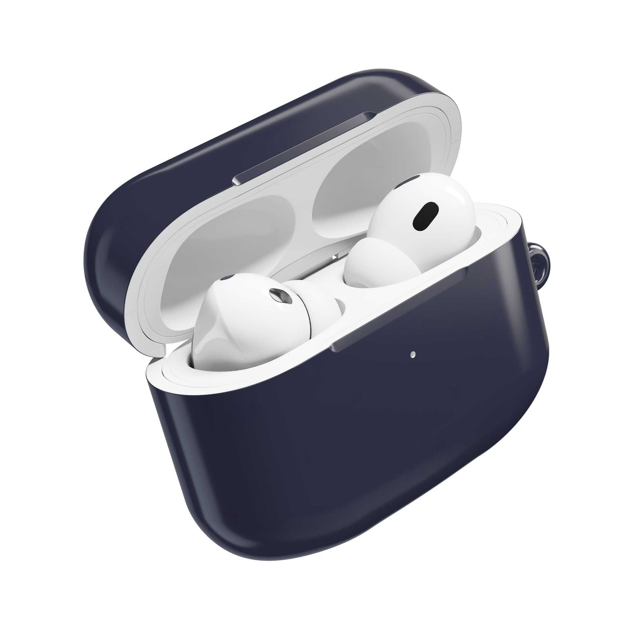 Deep blue protective hard shell case for AirPods and AirPods Pro with glossy finish and wireless charging compatibility
