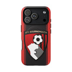 AFC Bournemouth MagSafe iPhone case with red and black club colors and crest, dual-layer protection, and MagSafe compatibility