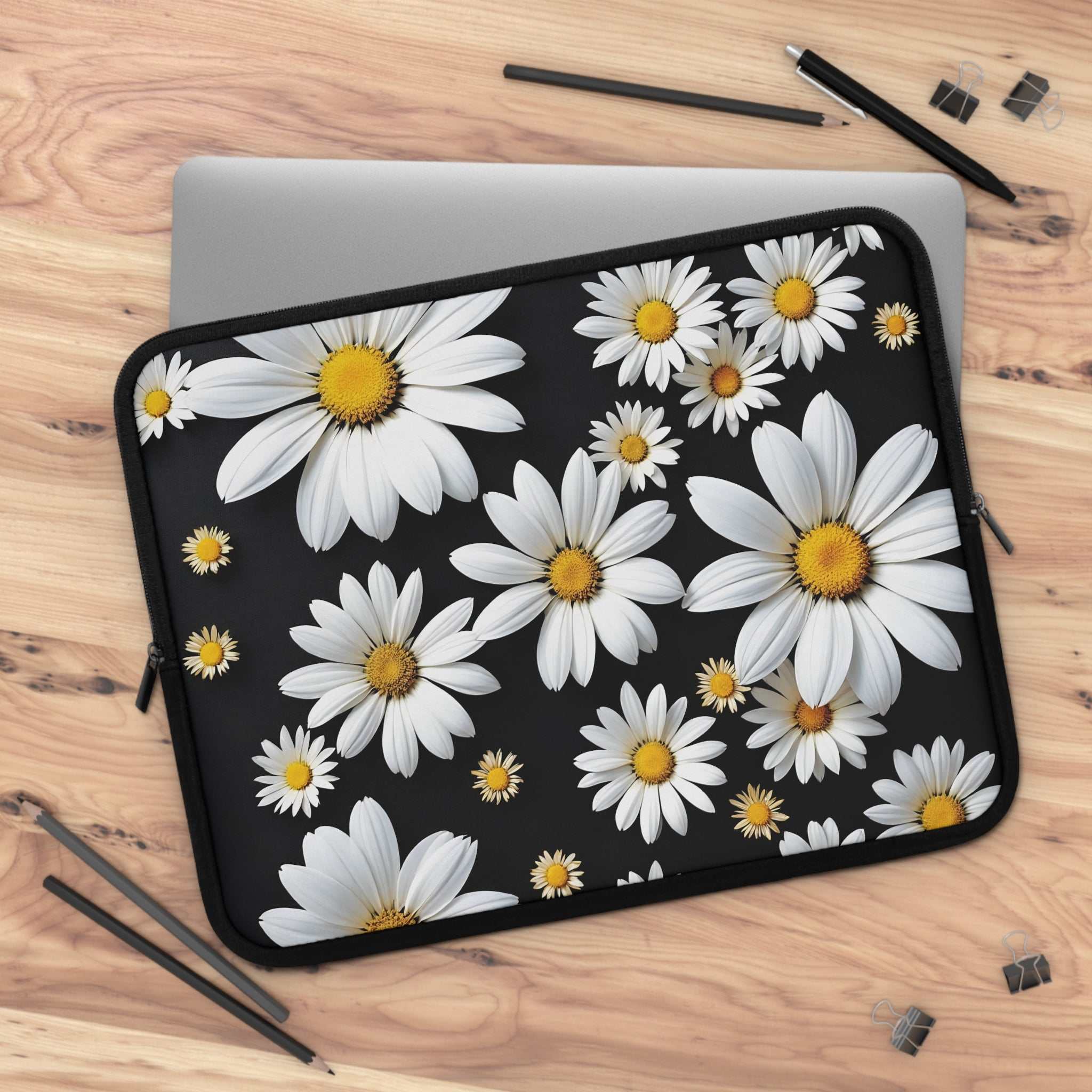 Black Daisy Laptop Sleeve