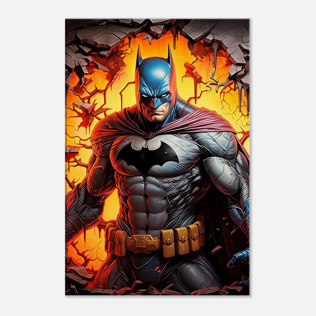 Batman wall canvas featuring vibrant print of Gotham's protector in action.