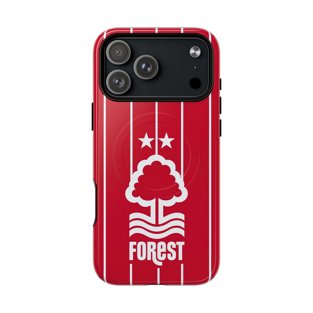 Nottingham Forest Magsafe iPhone Case in red with club crest, dual-layer protection, and MagSafe compatibility