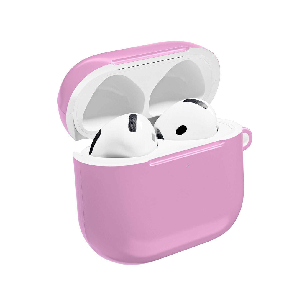 Dusky pink hard shell protective case for Apple AirPods and AirPods Pro with glossy finish and wireless charging compatibility