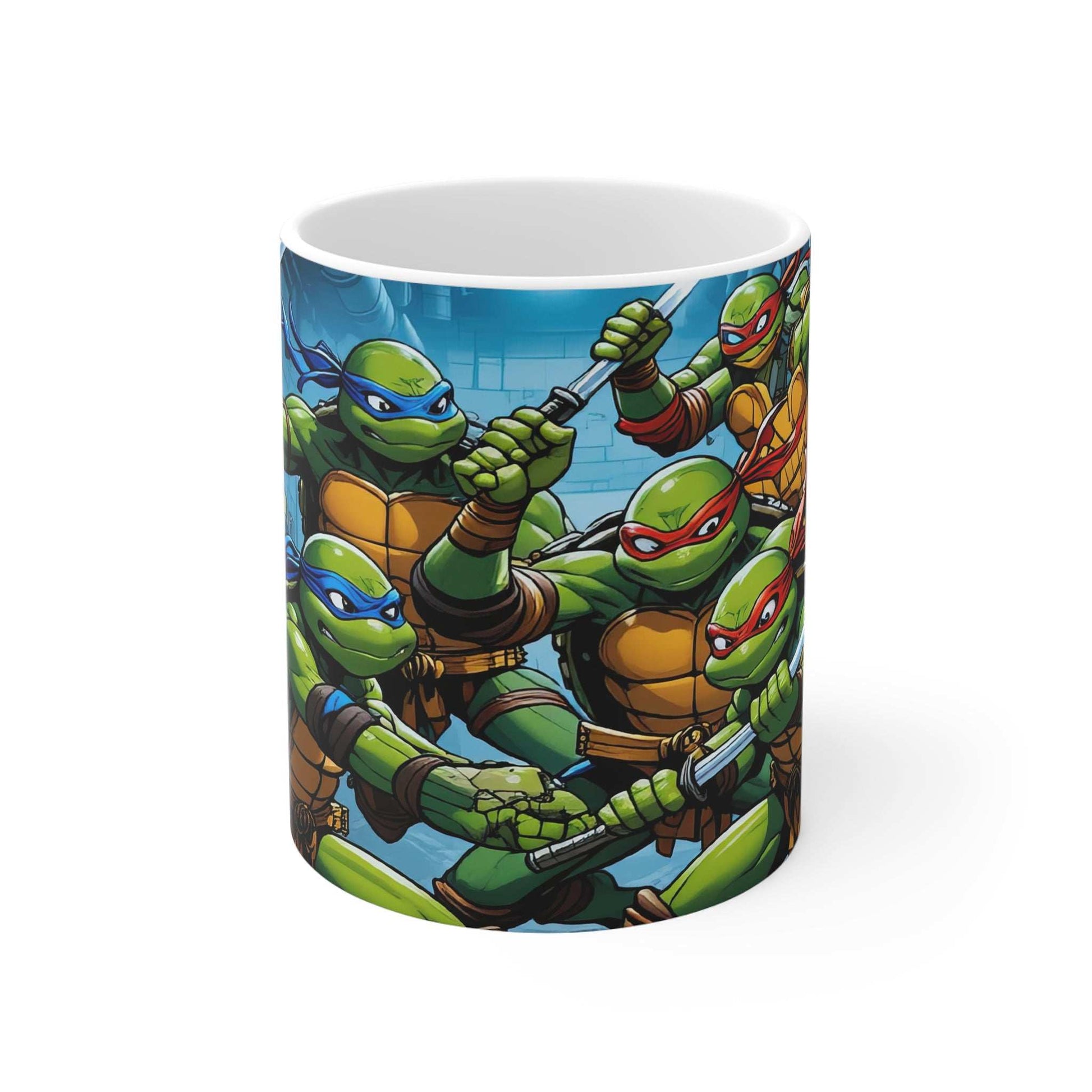 Teenage Mutant Ninja Turtles ceramic mug with colorful character design, 11oz, glossy finish.