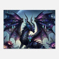Black Gem Dragon wall canvas with vibrant black gem dragon design on cotton-polyester blend