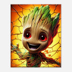 Baby Groot wall canvas with vibrant, detailed print for playful room decor.