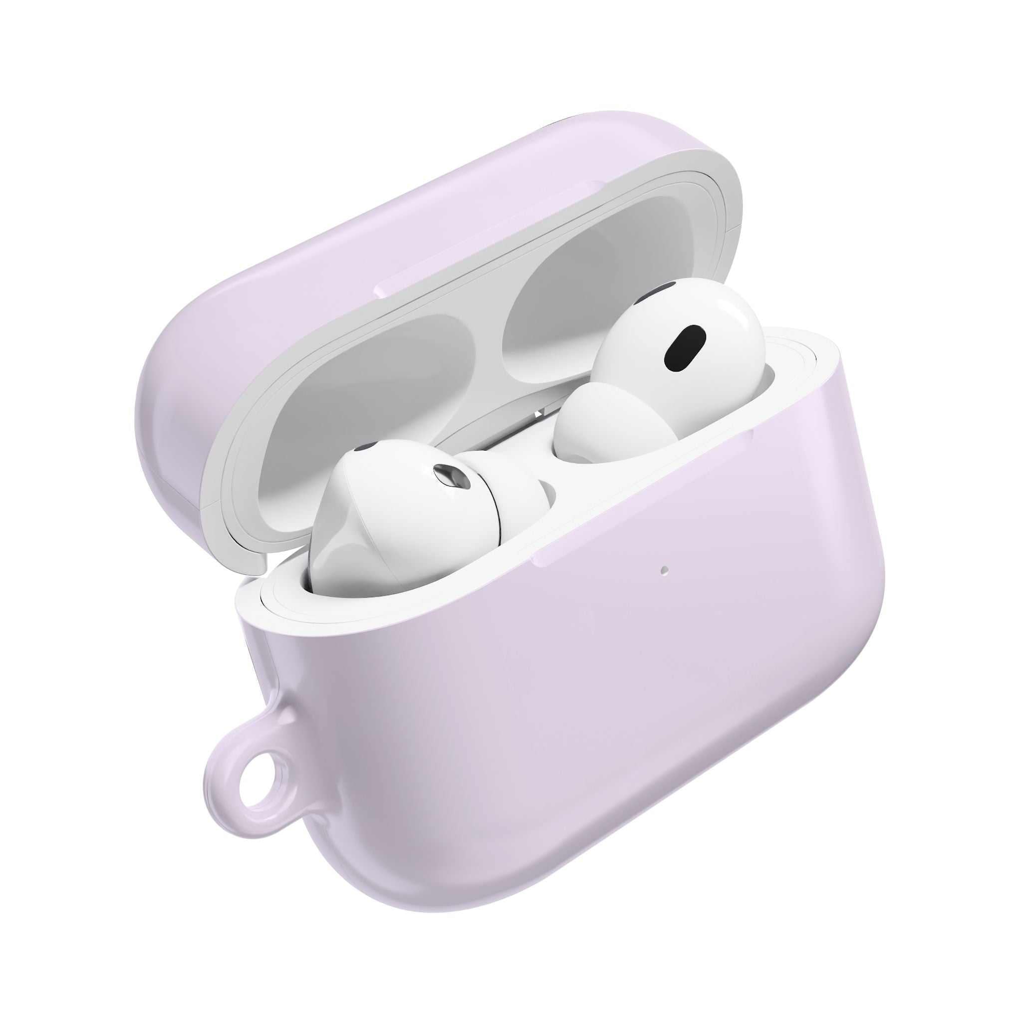 Lavender AirPods protective case hard shell with glossy finish for AirPods and AirPods Pro, durable and lightweight design.