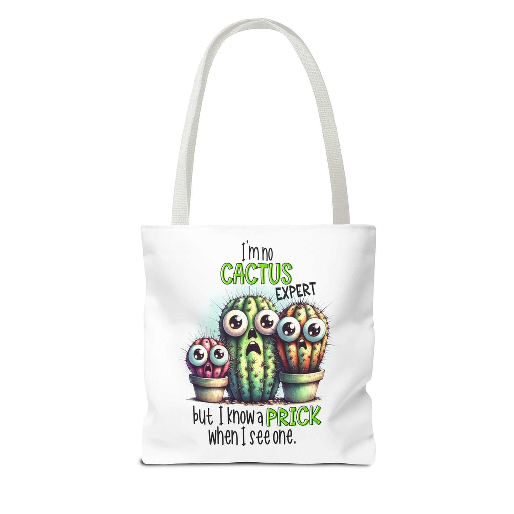 Fun cactus tote bag with cheeky design, durable polyester, multiple sizes and handle colors, perfect for daily use