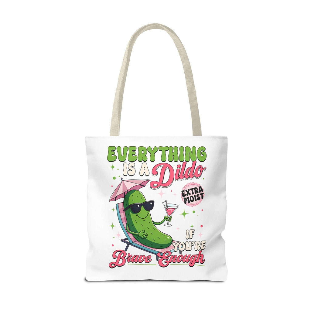 Cheeky Quote Pickle Tote Bag with fun design and durable spun polyester fabric