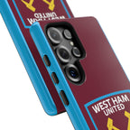 West Ham United claret and blue magnetic Samsung phone case with dual-layer protection and wireless charging support