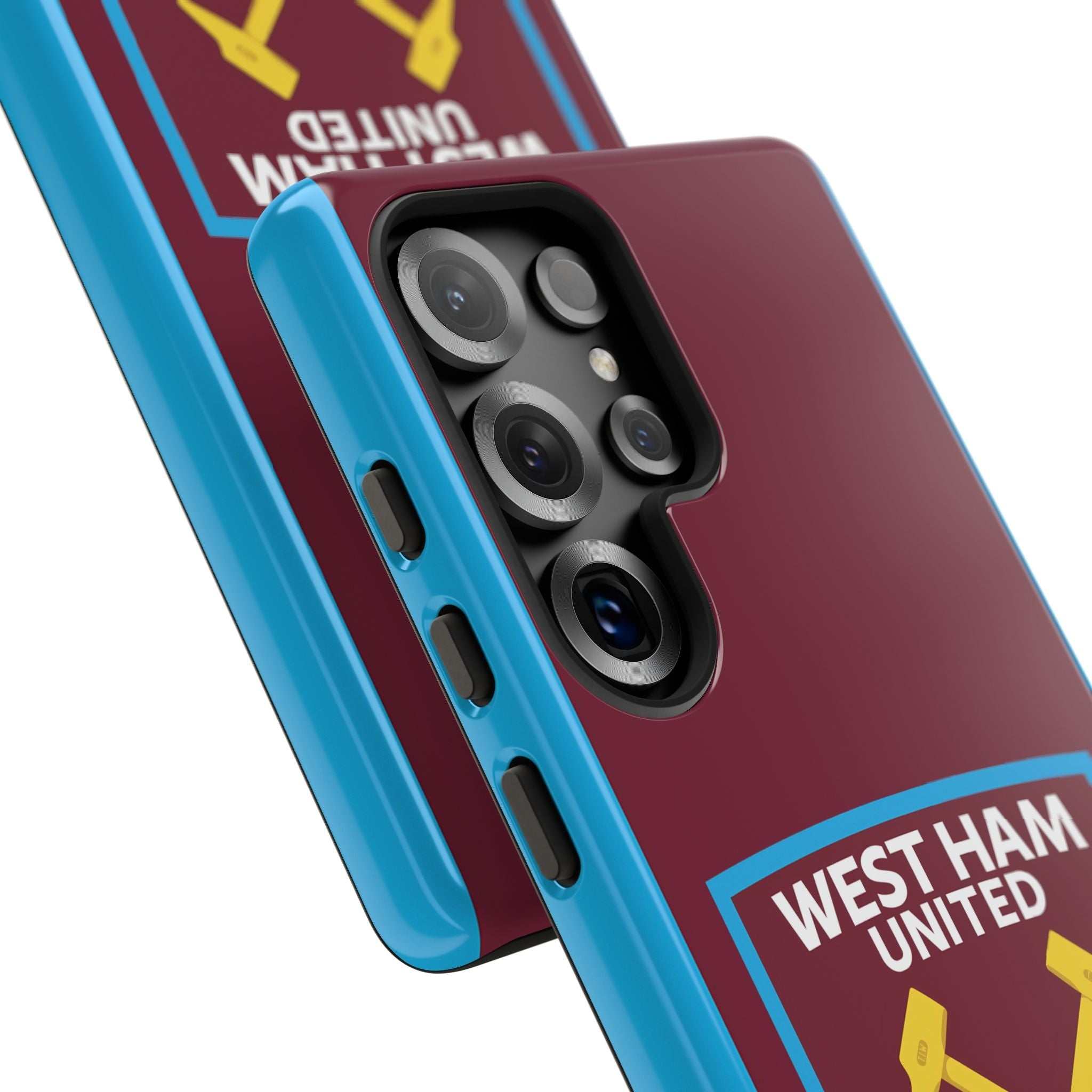West Ham United claret and blue magnetic Samsung phone case with dual-layer protection and wireless charging support