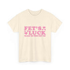 Funny Fet’s Luck Graphic T-Shirt with playful shamrock and text design on soft cotton fabric