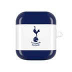 Tottenham FC AirPods protective case in navy and white with cockerel crest, shock-resistant and wireless charging compatible