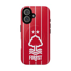 Nottingham Forest MagSafe iPhone case in red with club crest, dual-layer protection, and wireless charging compatibility