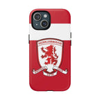 Middlesbrough MagSafe iPhone case with club crest in red and white, durable dual-layer protection, and MagSafe compatibility