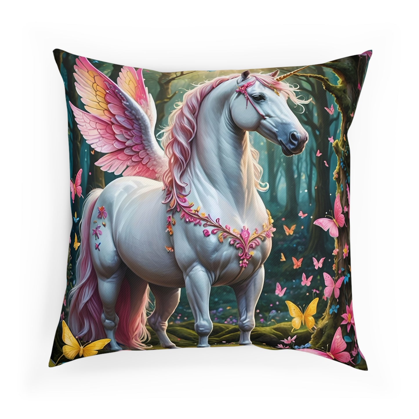 Wonderful Mythical Unicorn Cotton Drill Square Cushion