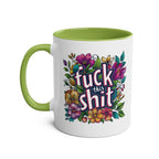 Cheeky "Fuck This Shit" coffee mug with floral design, ceramic, dishwasher safe.