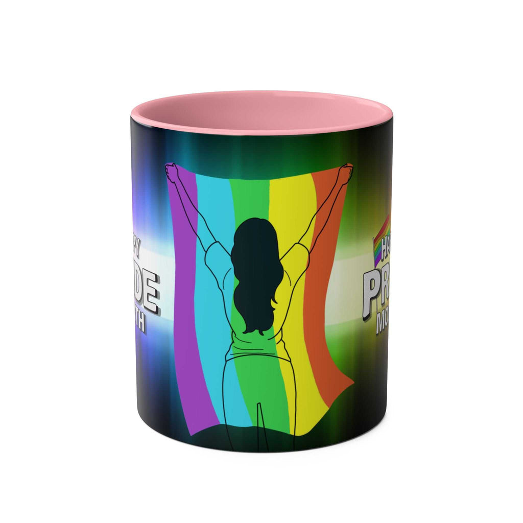 LGBTQ+ Pride Mug with rainbow design and high-quality ceramic finish.