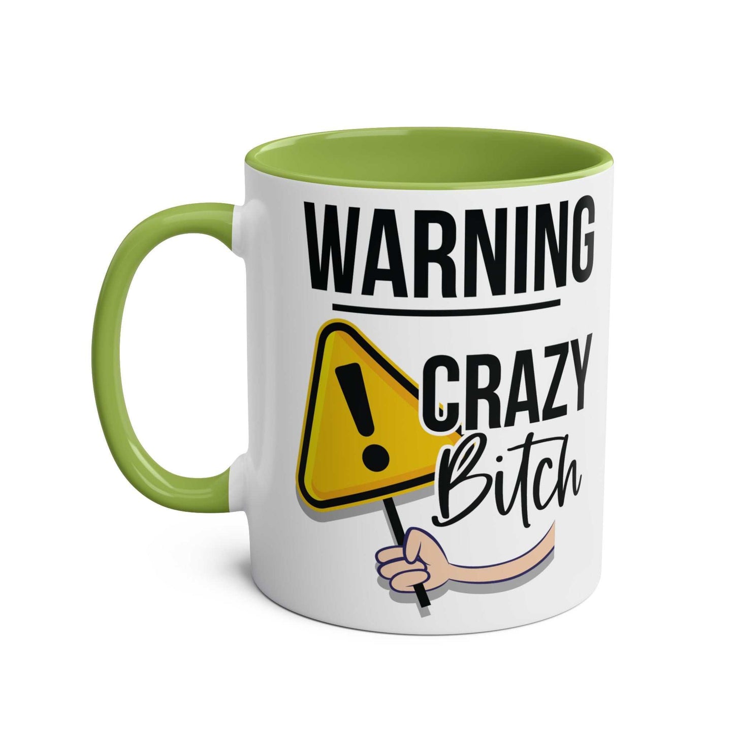 Cheeky rude ceramic two tone mug with humorous design, available in seven colors, glossy finish, 11oz, microwave and dishwasher safe.