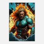 Aquaman wall canvas featuring vibrant, dynamic artwork of the ocean hero; available in various sizes and profiles.