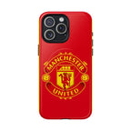 Manchester United MagSafe iPhone case with red and gold club crest, dual-layer protection, and MagSafe compatibility