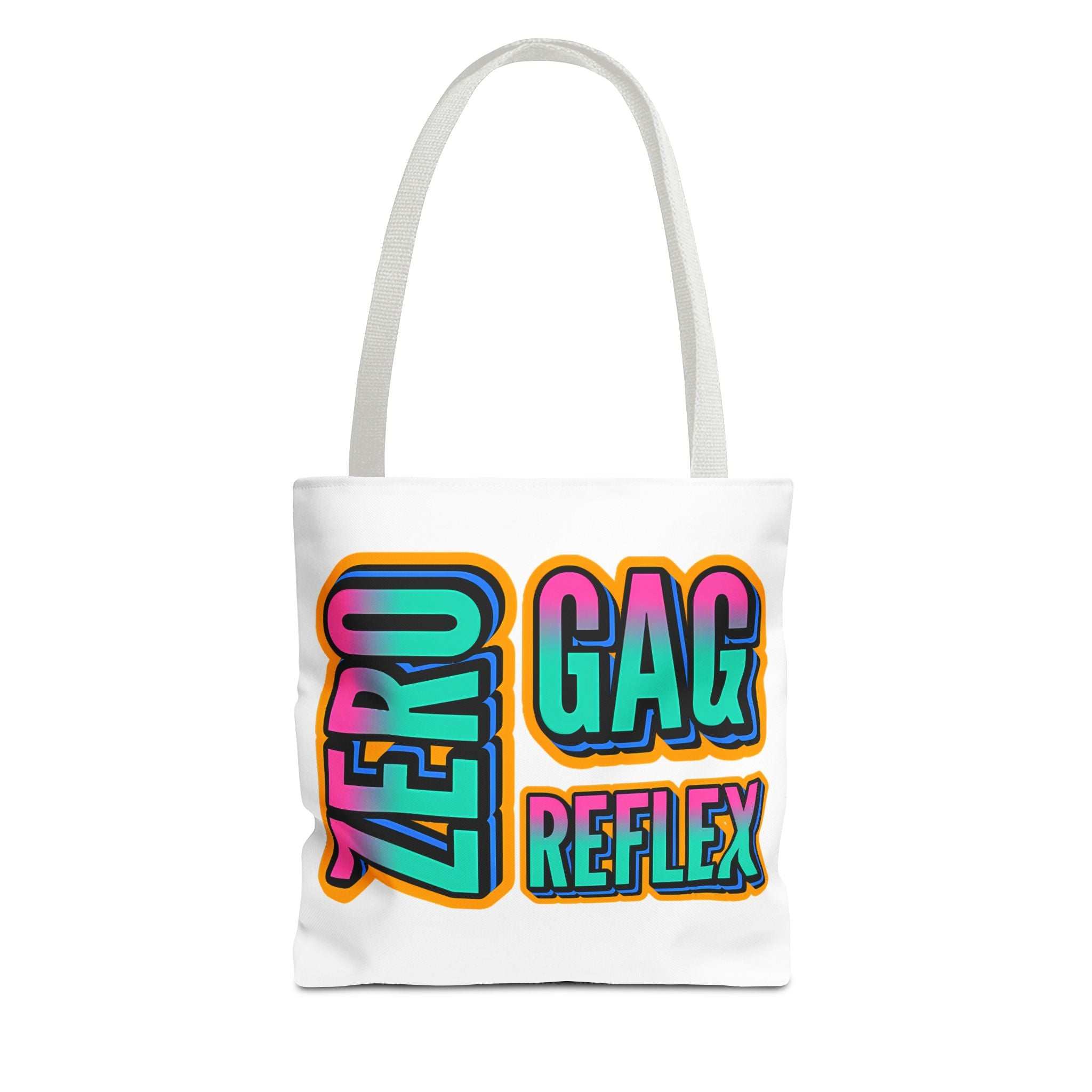 Zero Gag Reflex Tote Bag with cheeky design, durable spun polyester, multiple sizes and handle colors, lightweight and reusable tote
