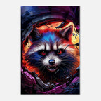 Rocket Raccoon wall canvas with vibrant dynamic artwork, showcasing the cosmic hero’s mischievous charm.