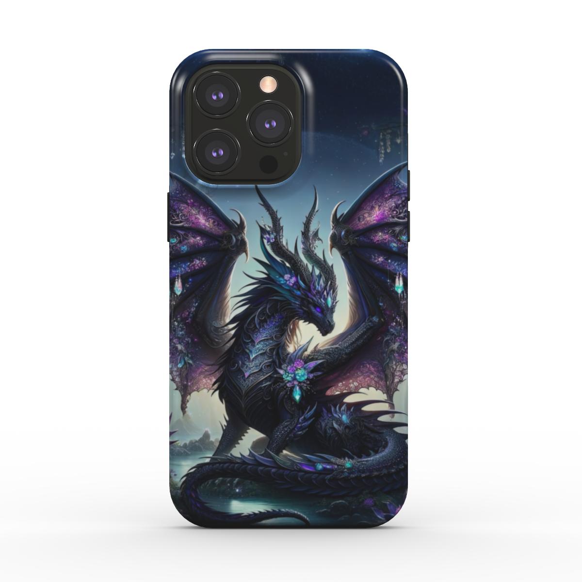 MagSafe Tough Phone Case with dragon design, dual-layer protection, and glossy finish.