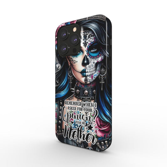 MagSafe Tough Phone Case with dual-layer protection and artistic skull design, glossy finish, supports wireless charging.