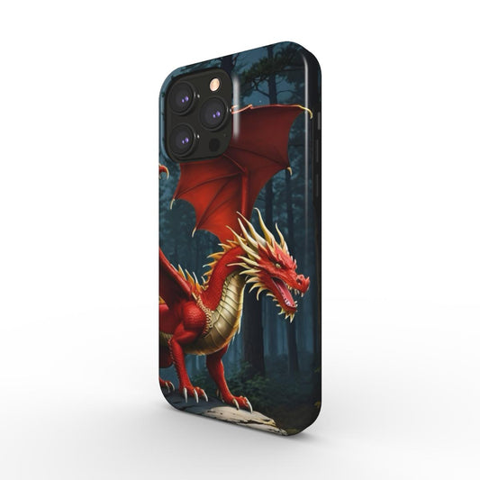 MagSafe Tough Phone Case with dragon design, dual-layer protection, glossy finish.