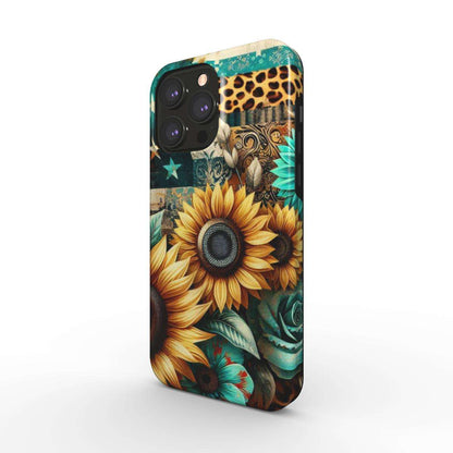 MagSafe Tough iPhone Case with durable dual-layer protection and vibrant sunflower design.
