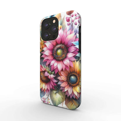 MagSafe Tough iPhone Case with floral design, dual-layer protection, and glossy finish.