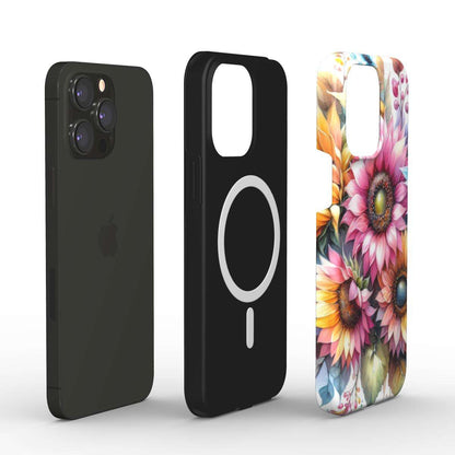 MagSafe Tough iPhone Case with dual-layer protection and unique floral design.