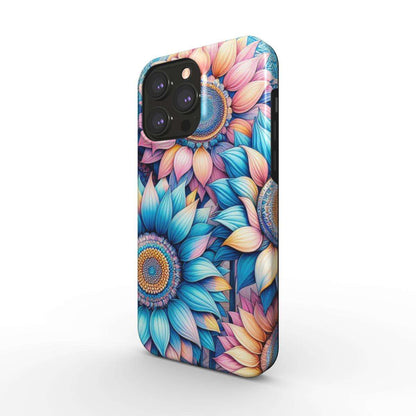 Colorful floral design MagSafe Tough iPhone Case with durable dual-layer protection.
