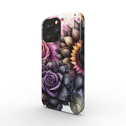 MagSafe Tough iPhone Case with floral design, dual-layer protection, and glossy finish.