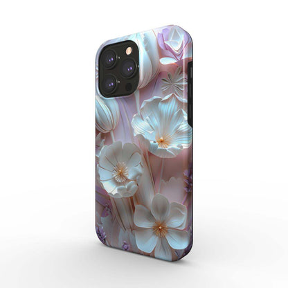 MagSafe Tough iPhone Case with floral design, dual-layer protection, and glossy finish.