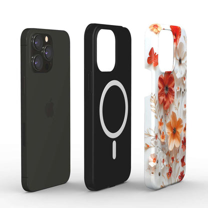 MagSafe Tough iPhone Case with floral design, dual-layer protection, and glossy finish.
